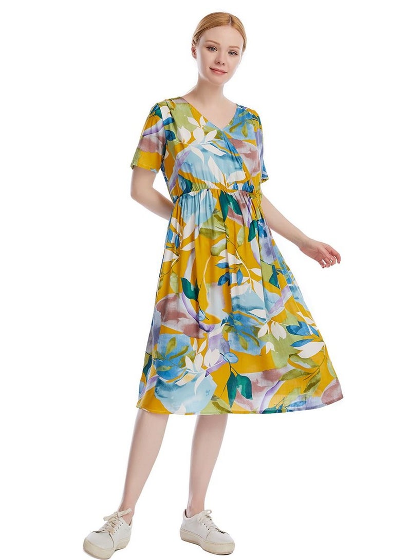 Loquat Maternity Floral Print Dress Multicolor  - Image 1