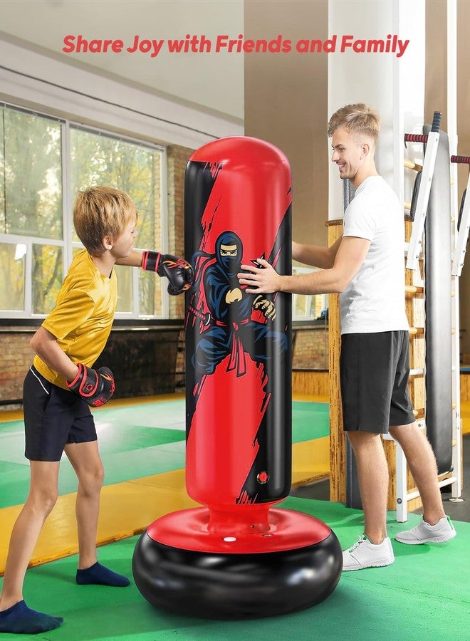 QPAU Children's Punch Bag, Inflatable Standing Punch Bag for 3-8 Children, Gifts for Boys and Girls, Standing Punch Bag, Children's Set for Practice Karate, Taekwondo, MMA (Black and Red) - Image 4