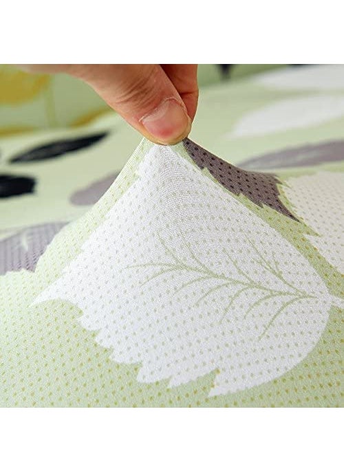 Styleys - Styleys Stretchable 1 Seater Sofa Cover Universal Fit Elastic Sofa Slipcover for Living Room Single Seater Protective Couch Case (1 Seater, 90-140 cms, Green White Black Leaf, SLMH-1) - Image 1