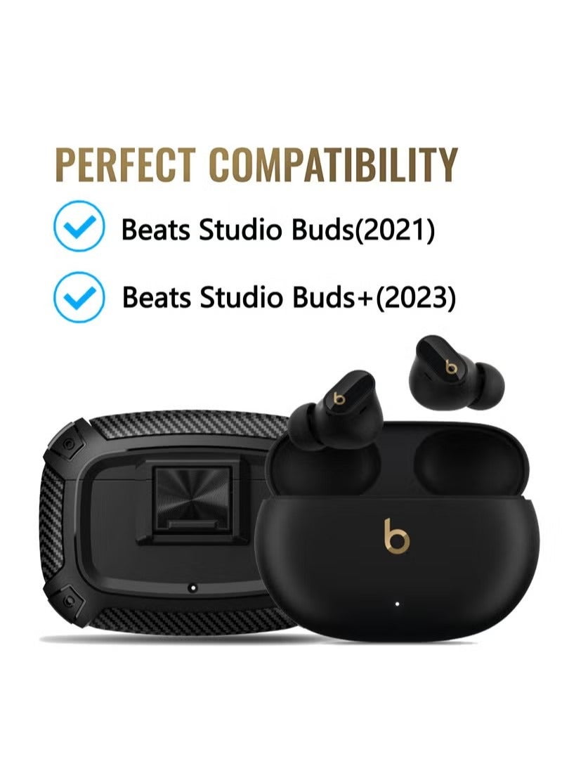 Earphone Protactive Case Compatible with Beats Studio Buds Plus (2023) Upgrade Secure Lock for Beats Studio Buds+ (2023) Compatible with Beats Studio Buds (2021) Cover with Hook (Black) - Image 2