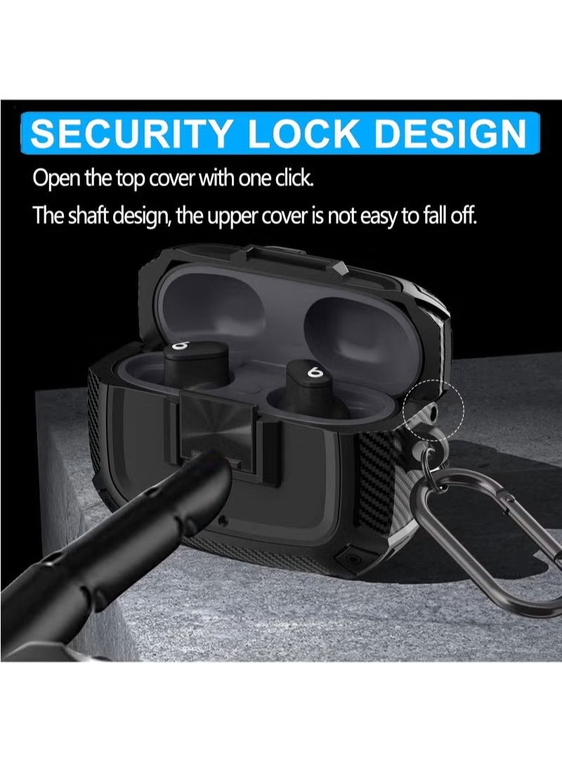Earphone Protactive Case Compatible with Beats Studio Buds Plus (2023) Upgrade Secure Lock for Beats Studio Buds+ (2023) Compatible with Beats Studio Buds (2021) Cover with Hook (Black) - Image 3
