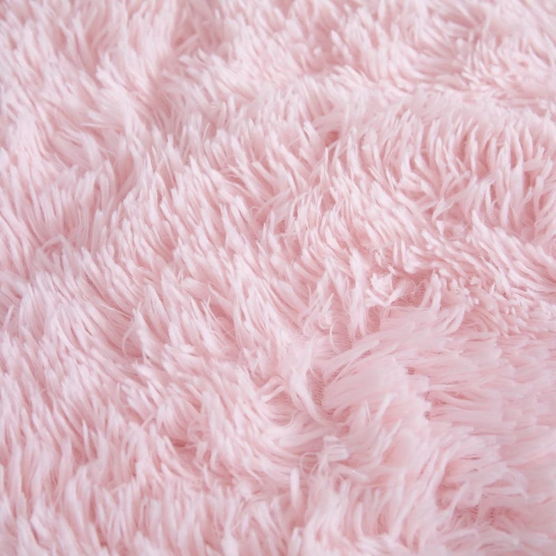 chovy Faux Fur Plush Light Pink Comforter Sets Twin/Full Size - Ultra Soft Shaggy Flannel Velvet Fluffy Fuzzy 3PC Bedding Set (Comforter x 1 Pillowcases x 2) - Image 5