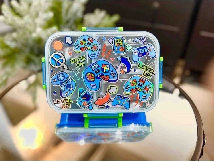 Vest BES0008 Game Patterned Transparent Lid 3 Compartment 800 ml Steel Lunch Box