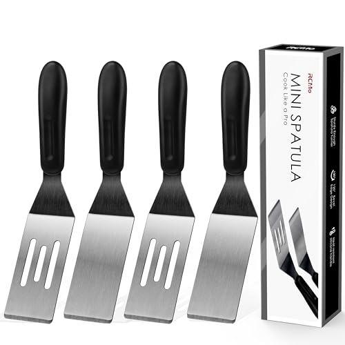 RCMo Small Spatula Professional Mini Serving Spatula, 4 Pieces Stainless Steel Metal Spatulas Set, Cutter and Serve Turner for Kitchen, Flipping or Cooking for Brownie, Cookie, Lasagna, Pancakes or Cake - Image 1
