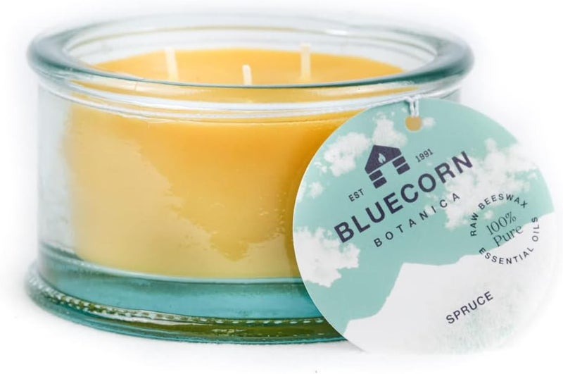 Bluecorn Beeswax Bluecorn Botanica Beeswax Candle: 3-Wick Scented Candle Made with Pure Beeswax & Spruce Essential Oil