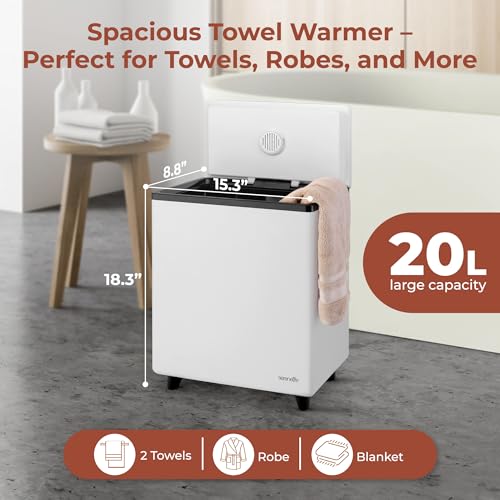 SereneLife WIFI Luxury Rectangle Towel Warmer - Spa & Bathroom Blanket Heater with Custom Fragrance, Auto Shut-Off, Fits 2 large Towels, Blankets, Bathrobes, PJ's - Perfect Gift for Him & Her (Black) - Image 4
