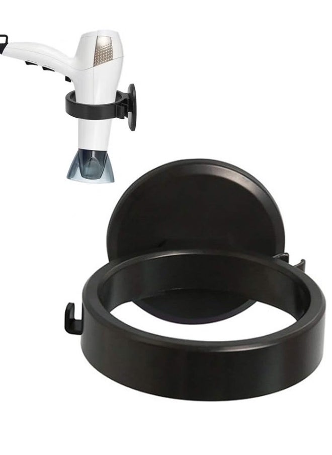 HY Wall Mount Bathroom Blow Dryer Holder, Hair Dryer Holder Bathroom Hair Dryer Rack No Drilling Hair Dryer Rack Holder Self Adhesive Blow Dryer Hanging Rack ( Black)  - Image 1