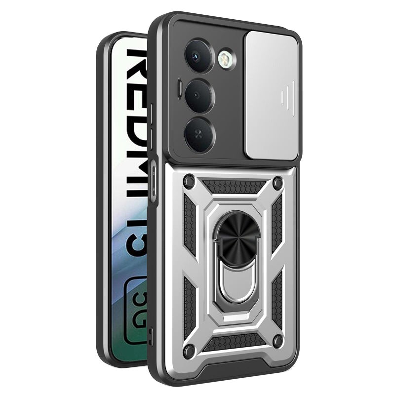 إيروريكس جراب هاتف Redmi 15 5G Global/15 4G SEA 169 مم بتصميم كاميرا منزلقة مصنوع من مادة TPU+PC (فضي) - Image 1