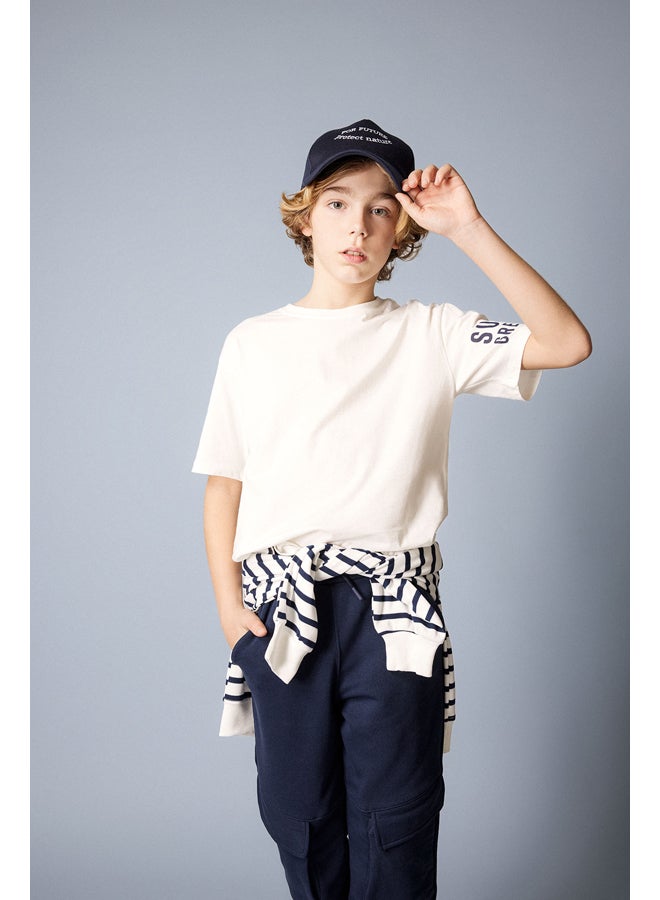 DeFacto Boy Regular Fit Crew Neck Knitted Short Sleeve T-Shirt - Image 3
