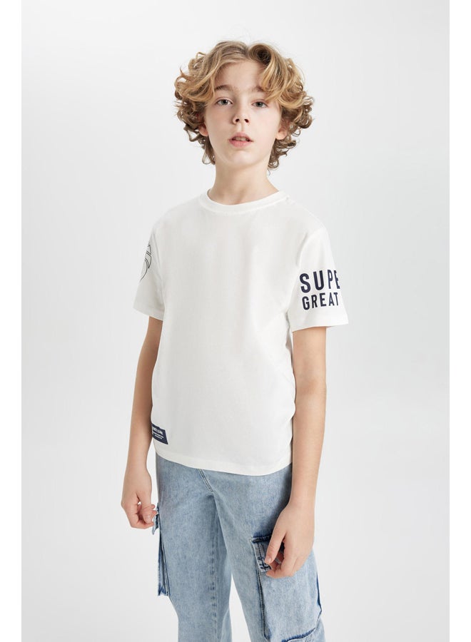 DeFacto Boy Regular Fit Crew Neck Knitted Short Sleeve T-Shirt - Image 2
