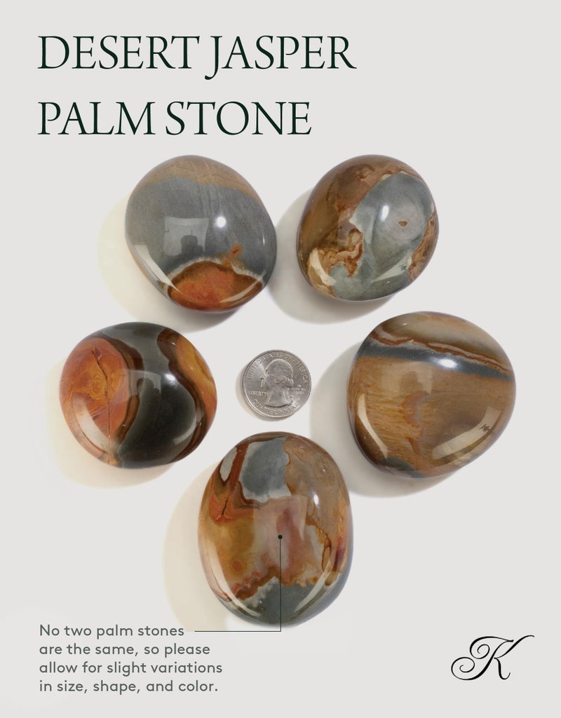 KALIFANO Palm Stone with Healing & Calming Effects - AAA+ Grade High Energy Worry Stone with Information Card - Reiki Crystal Used for Courage (Family Owned and Operated) (Desert Jasper) - Image 4