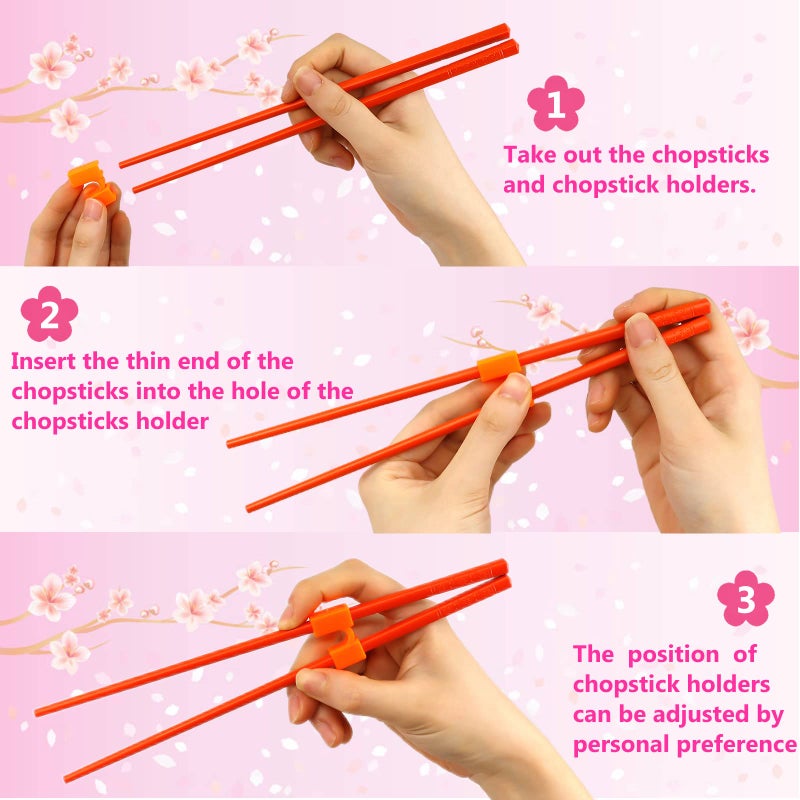 Fejapa 5 Pairs Reusable Chopstick Helpers Dishwasher Safe Training Chop Sticks Adult Practice Chopsticks Beginners Right Left Handed Chinese Sticks Learning Chopsticks Holder With Clip Trainer - Image 4
