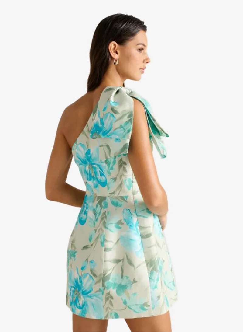 forever new Darcy One Shoulder Bow Detailed Mini Dress