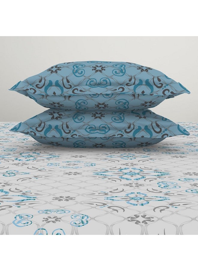 Spaces Atrium 144 TC 100% Cotton Bedsheet for Double Bed with 2 Pillow Cover | Breathable & Super Soft (88" X 100" Inches) - Blue - Image 5