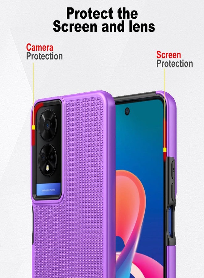 Ailiber for TCL 50 XE 5G Case, with Screen Protector, Dual Layer Shockproof Protective, Silicone Bumper Non Slip Back, Heavy Duty Rugged Cell Phone Cover for TCL 50XE Nxtpaper-Purple - Image 4