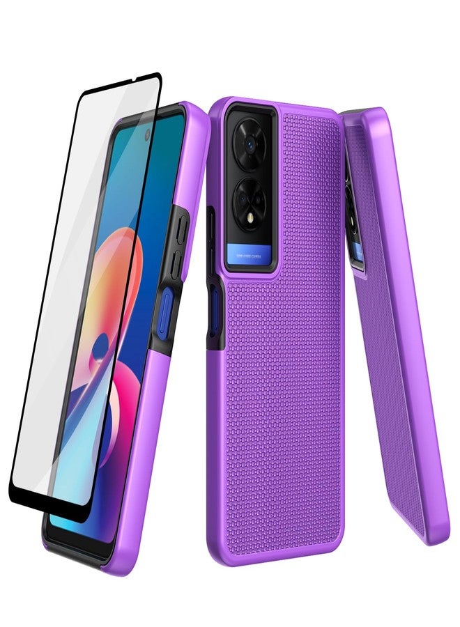 Ailiber for TCL 50 XE 5G Case, with Screen Protector, Dual Layer Shockproof Protective, Silicone Bumper Non Slip Back, Heavy Duty Rugged Cell Phone Cover for TCL 50XE Nxtpaper-Purple - Image 1