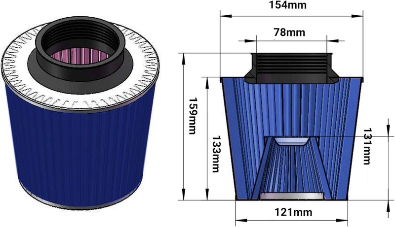 MOOSUN 3 Inch Cold Air Intake Pipe with Filter for Infiniti FX35, G35 & Nissan 350Z 3.5L V6 (Blue) - Image 4