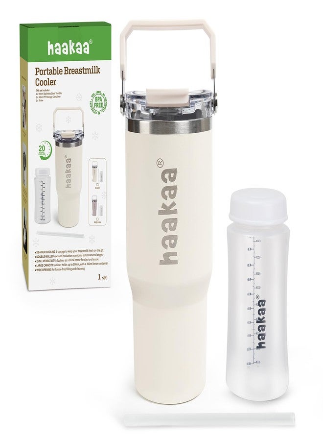 haakaa Portable Breastmilk Cooler 30oz/900ml, Up to 20 Hours of On-The-go Cooling, Larger Capacity Breast Milk Chiller with a 300ml Inner Breastmilk Storage Bottle & Leakproof Lid with Straw & Sip - Image 1