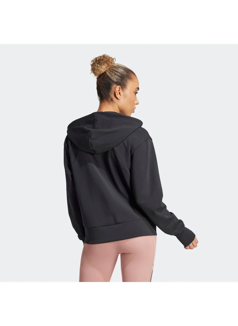 adidas هودي نسائي أسود بغطاء رأس