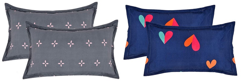 RRC Super Soft Brushed Microfiber Cotton Pillow Covers,Set of 4 Pieces Pillow Covers,17X27(Inches) 43X68(CM) Printed Pillow Covers,Flange on Edges Pillow Covers - Image 1