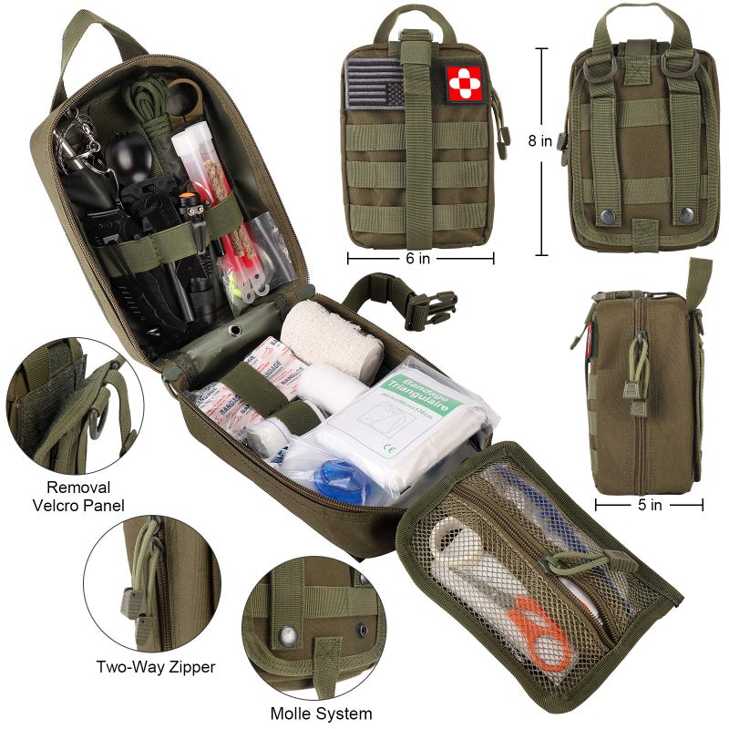Verifygear 216 Pcs Survival First Aid kit, Professional Survival Gear Equipment Tools First Aid Supplies for SOS Emergency Hiking Hunting Disaster Camping Adventures (Green) - Image 2