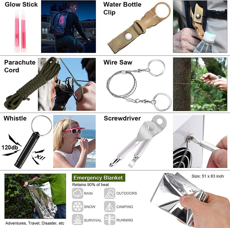 Verifygear 216 Pcs Survival First Aid kit, Professional Survival Gear Equipment Tools First Aid Supplies for SOS Emergency Hiking Hunting Disaster Camping Adventures (Green) - Image 5