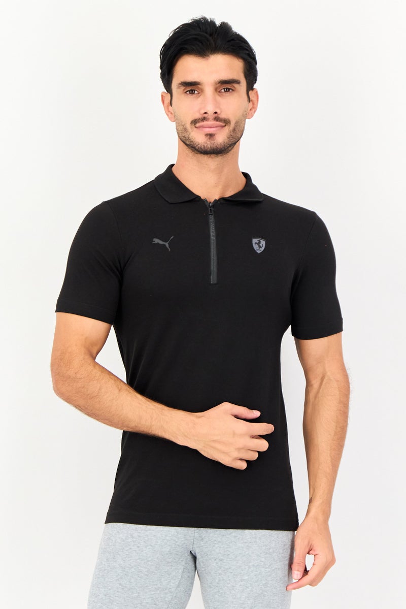PUMA قميص بولو قصير الأكمام للرجال من بومة × سكوديريا فيراري، رياضي، خارجي، أسود - Image 1