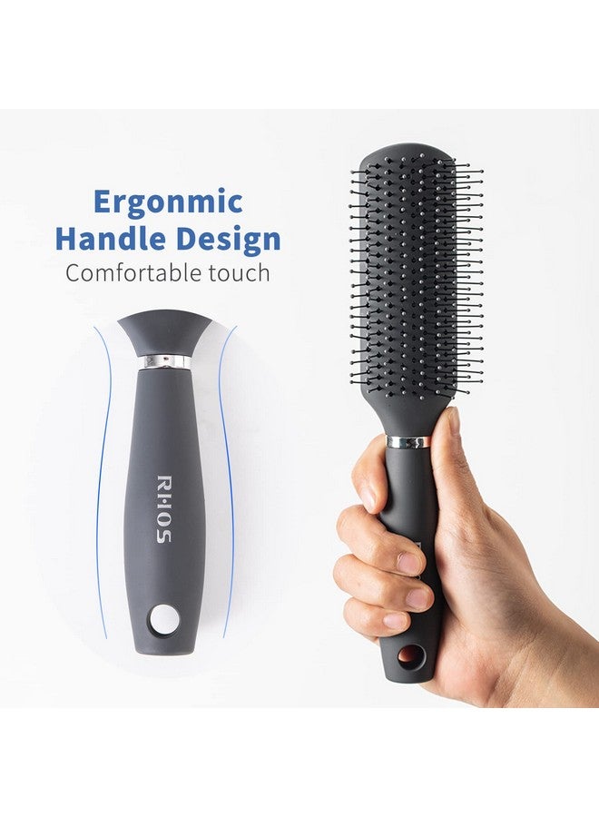 RHOS Hos Hair Brush For Mendetangler Hair Brush For Styling/Massgaenylon Bristles Hair Brush For Wet And Dry Hairmen Styling Brush For Bangs Thin Short Think Hair(1 Packgray) - Image 4