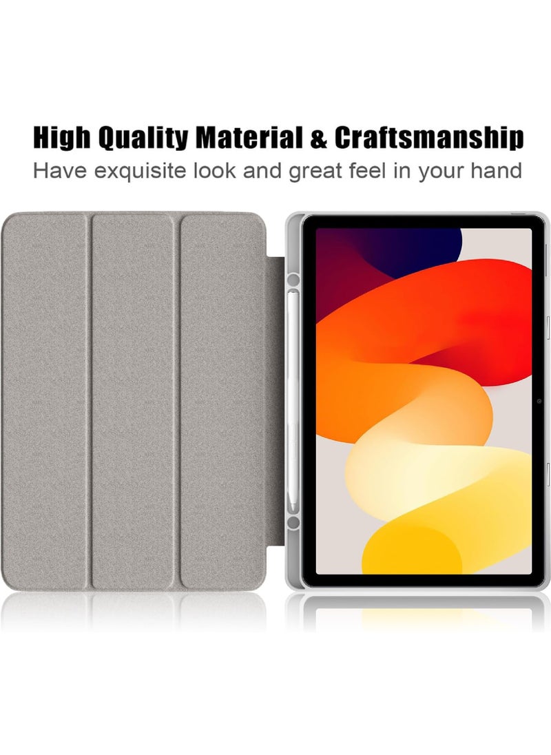 Rock Pow - Case for Xiaomi Redmi Pad SE 11.0 Inch Released 2023 Smart Slim Folio Stand Auto Sleep/Wake Cover with Pencil Slot Clear Transparent Back Shell - Image 1