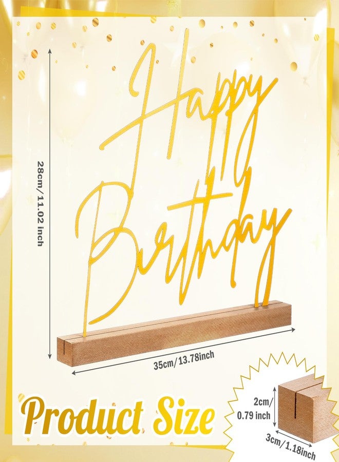 Yaocom 13.78 Inch Happy Birthday Table Sign Happy Birthday Metal Letter Decor Freestanding Tabletop Decoration with Wooden Base for Home Tiered Tray Centerpiece Mantel Shelf Fireplace Office - Image 3