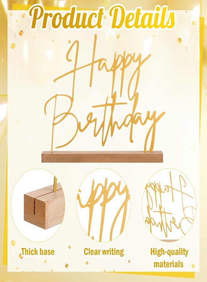 Yaocom 13.78 Inch Happy Birthday Table Sign Happy Birthday Metal Letter Decor Freestanding Tabletop Decoration with Wooden Base for Home Tiered Tray Centerpiece Mantel Shelf Fireplace Office - Image 5