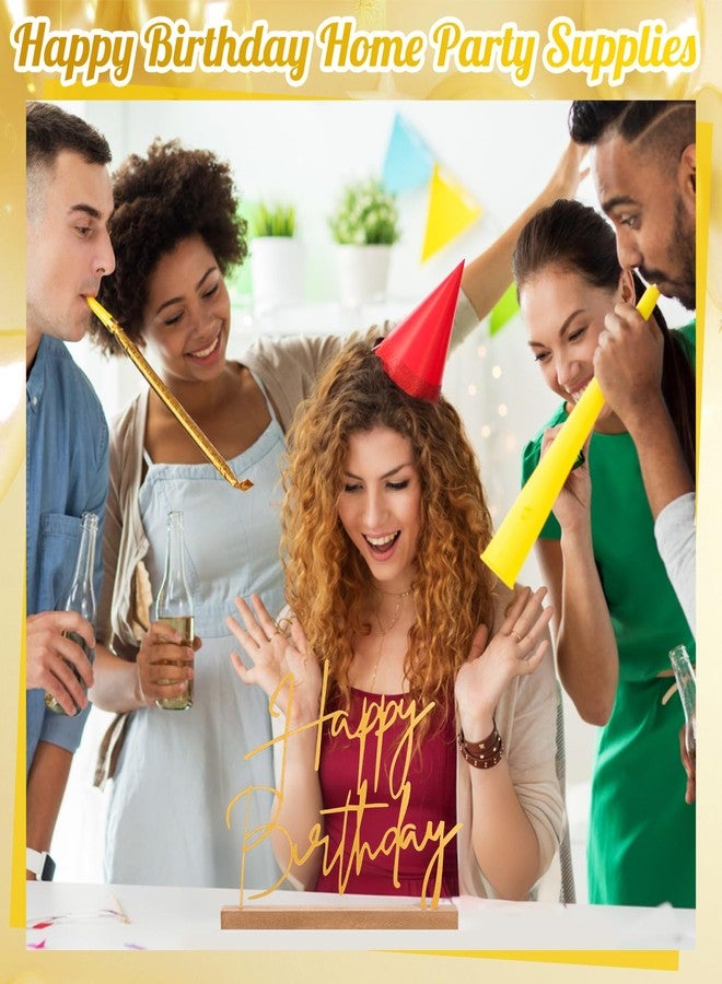 Yaocom 13.78 Inch Happy Birthday Table Sign Happy Birthday Metal Letter Decor Freestanding Tabletop Decoration with Wooden Base for Home Tiered Tray Centerpiece Mantel Shelf Fireplace Office - Image 4