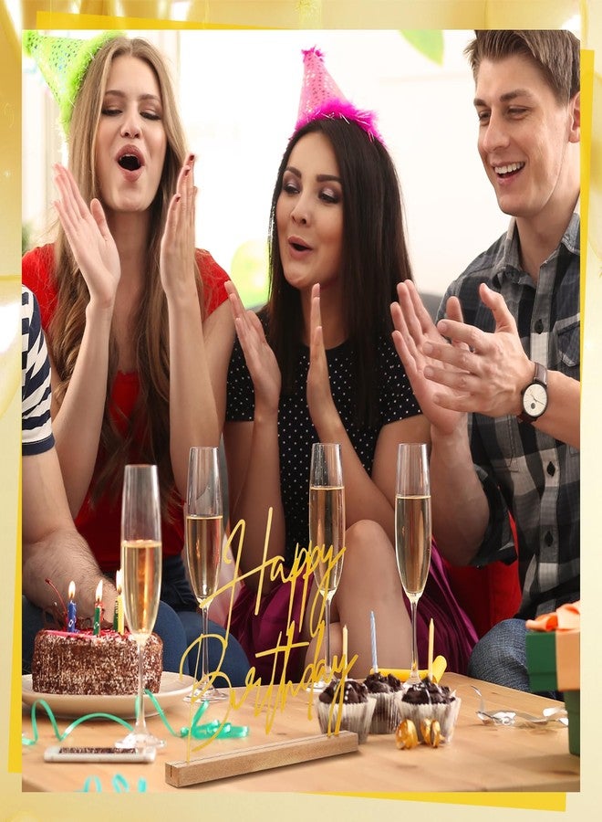 Yaocom 13.78 Inch Happy Birthday Table Sign Happy Birthday Metal Letter Decor Freestanding Tabletop Decoration with Wooden Base for Home Tiered Tray Centerpiece Mantel Shelf Fireplace Office - Image 2