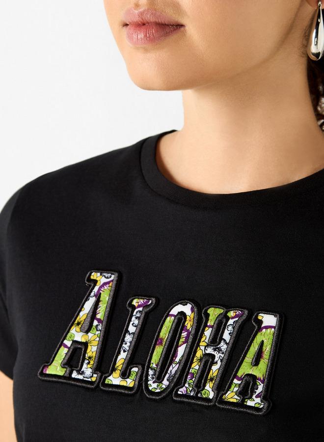 سبلاش فيڤ تيشيرت بياقة مستديرة مطرز بأكمام قصيرة - Image 4