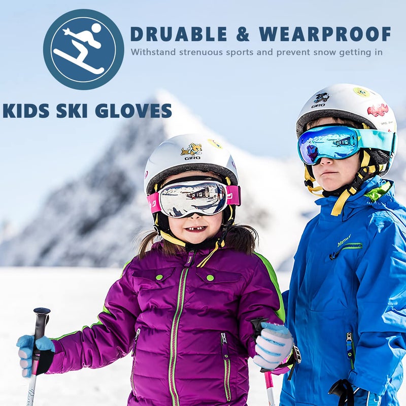 DARCHEN 3-12 Kids Snow Gloves Boys Winter Waterproof Ski Snowboarding Insulated Warm Windproof Cold Weather Sports Age Girls Years Olds - Image 4