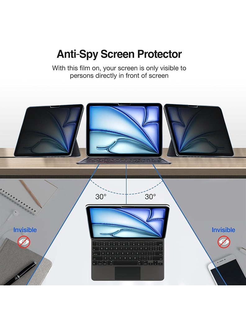Theodor Anti- Spy Tempered Glass Screen Protector for Apple iPad Air 11 2025/ 2024  With 9H Hardness, Bubble Free Easy Installation, Full Coverage And Anti Scratch Case Friendly- Black - Image 3