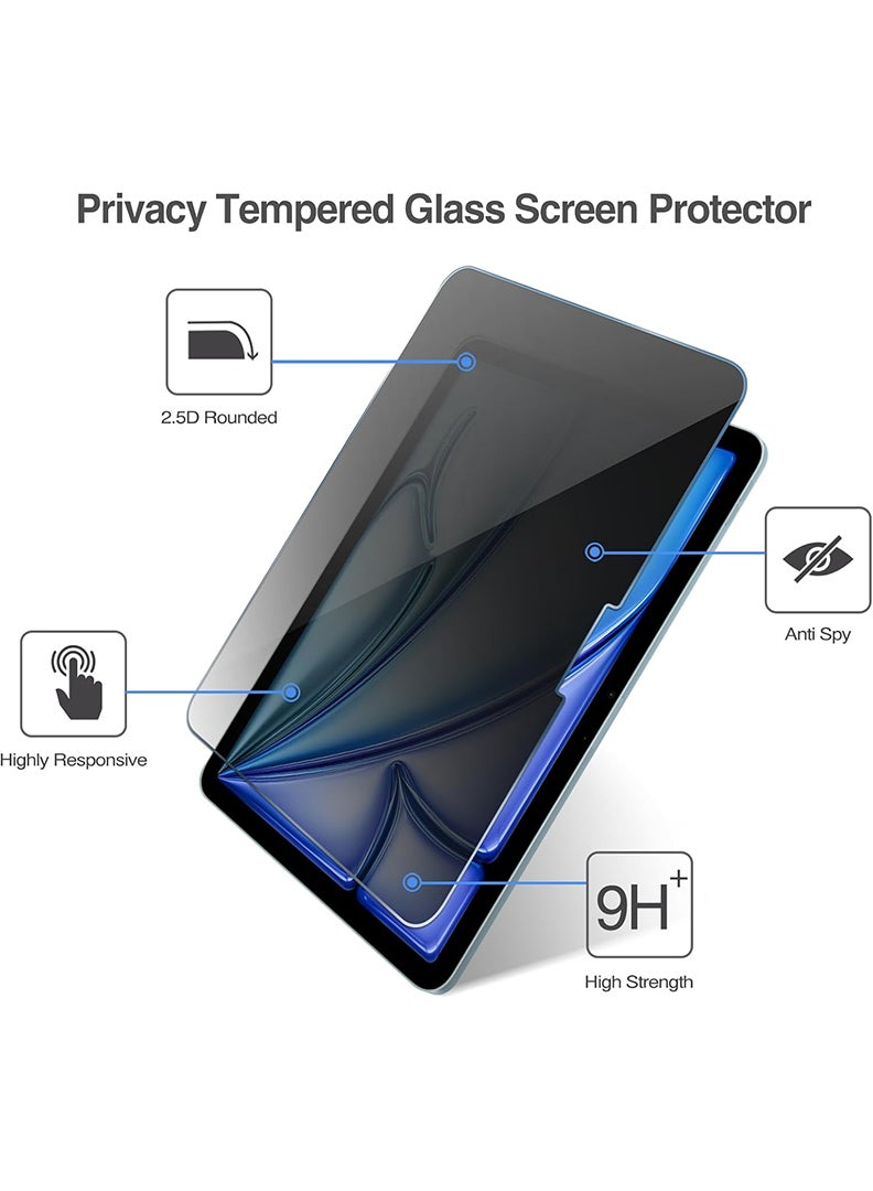 Theodor Anti- Spy Tempered Glass Screen Protector for Apple iPad Air 11 2025/ 2024  With 9H Hardness, Bubble Free Easy Installation, Full Coverage And Anti Scratch Case Friendly- Black - Image 4