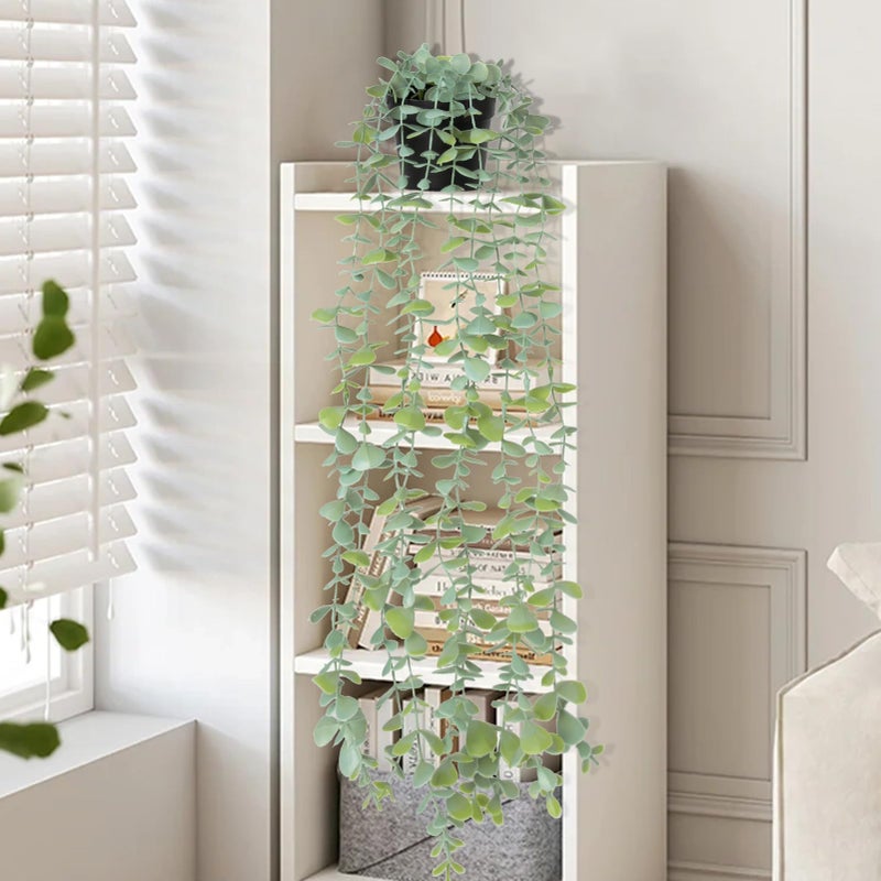 echosari Artificial Hanging Plants, 1 Pcs Fake Potted Eucalyptus Faux Hanging Plant, Fake Hanging Plants Indoor for Modern Boho Home Bedroom Wall Book Shelf Decor - Image 3