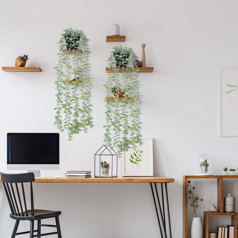 echosari Artificial Hanging Plants, 1 Pcs Fake Potted Eucalyptus Faux Hanging Plant, Fake Hanging Plants Indoor for Modern Boho Home Bedroom Wall Book Shelf Decor - Image 4