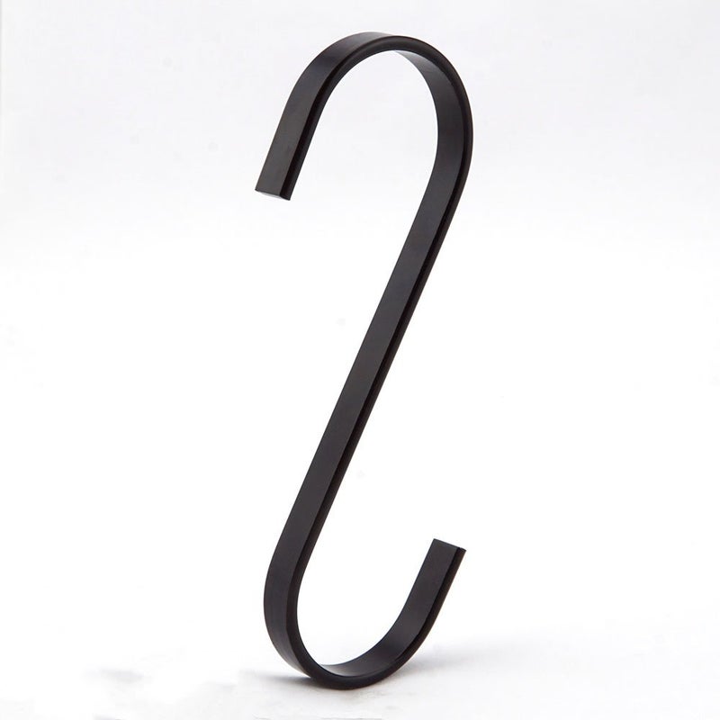 RuiLing 12Pack 45 Inch Black Chrome Finish Steel Hanging Flat Hooks S Shaped Hook HeavyDuty S Hooks for Kitchenware Pots Utensils Plants Towels Gardening Tools Clothes