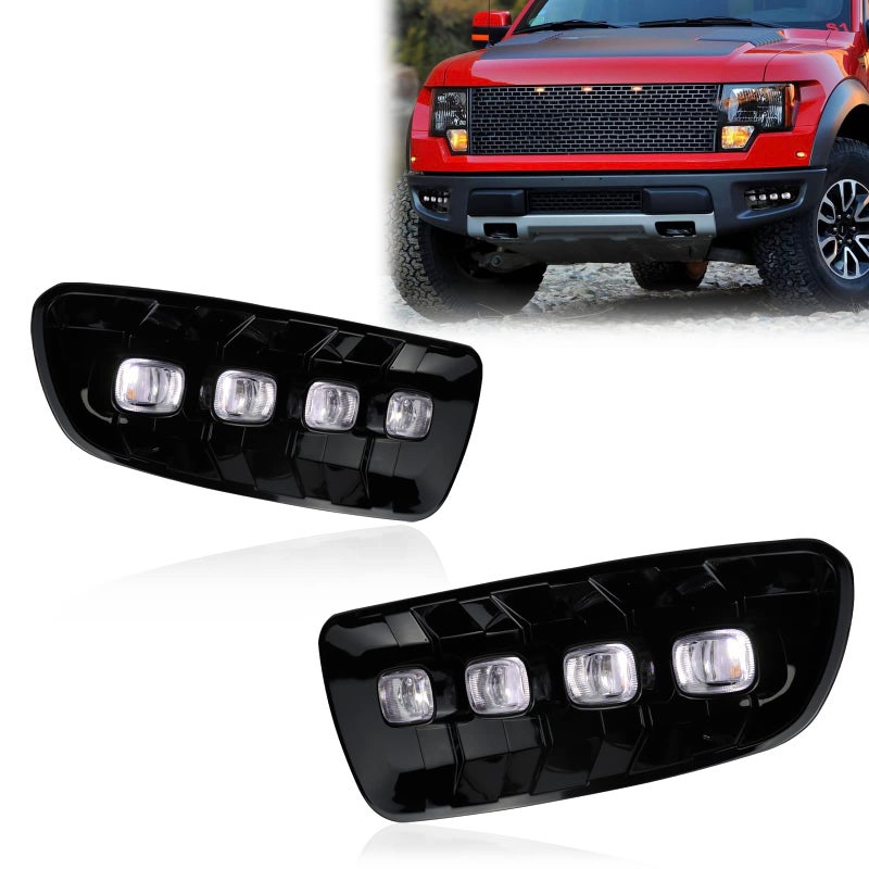 GEEGEETOP Switchback White Amber LED Front Fog Daytime Sequential Running Lamp Bumper Light LED Turn Signal Feature Compatible with Ford F150 20102014 SVT Raptor