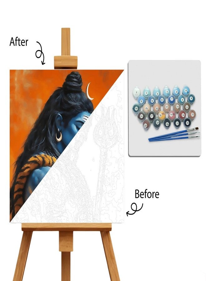 Paint Waint Lord Shiva Paint by Numbers Kit for Adults & Kids 35 X 40 cm 24 Colors (Canvas Board, PW19) - Image 3