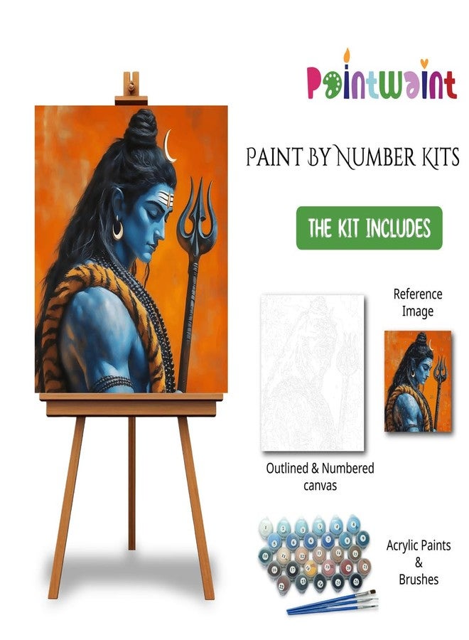 Paint Waint Lord Shiva Paint by Numbers Kit for Adults & Kids 35 X 40 cm 24 Colors (Canvas Board, PW19) - Image 2