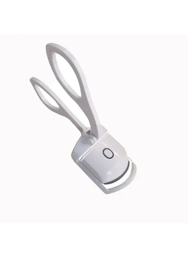 White USB Heated Eyelash Curler With Comb 24 Hour Long Lasting Curls - Image 1