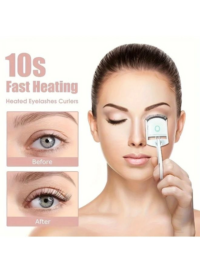 White USB Heated Eyelash Curler With Comb 24 Hour Long Lasting Curls - Image 5