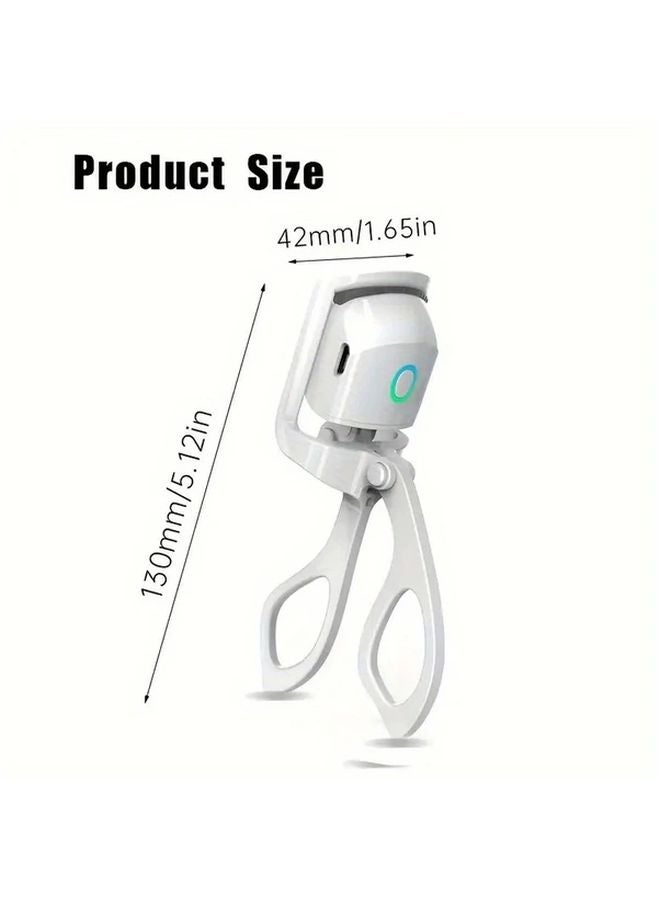 White USB Heated Eyelash Curler With Comb 24 Hour Long Lasting Curls - Image 3