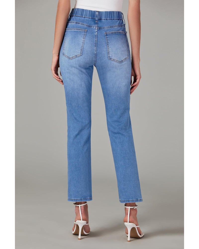 GRAPENT Work Pants Women Womens Pants Trendy High Waisted Straight Leg Jeans Womens Ankle Jeans Straight Leg Ankle Jean Bottoms for Fall Light Blue Color Offshore Blue Medium Size 8 Size 10 - Image 2