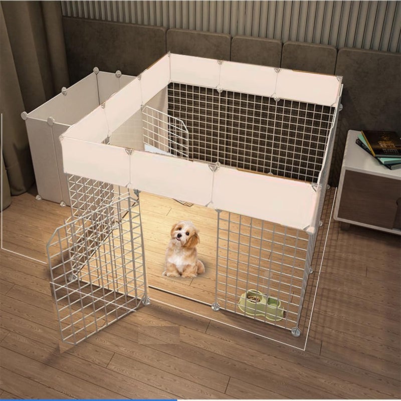 FDSDEFEN Dog Playpen Indoor with Door, DIY Puppy Play Pen Portable Metal Wire Yard Fence Small Animal Exercise Cage for Big-Sized Dog (White(Big - Image 1