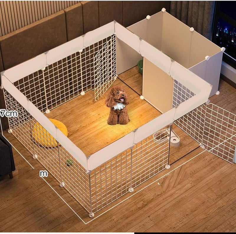 FDSDEFEN Dog Playpen Indoor with Door, DIY Puppy Play Pen Portable Metal Wire Yard Fence Small Animal Exercise Cage for Big-Sized Dog (White(Big - Image 5
