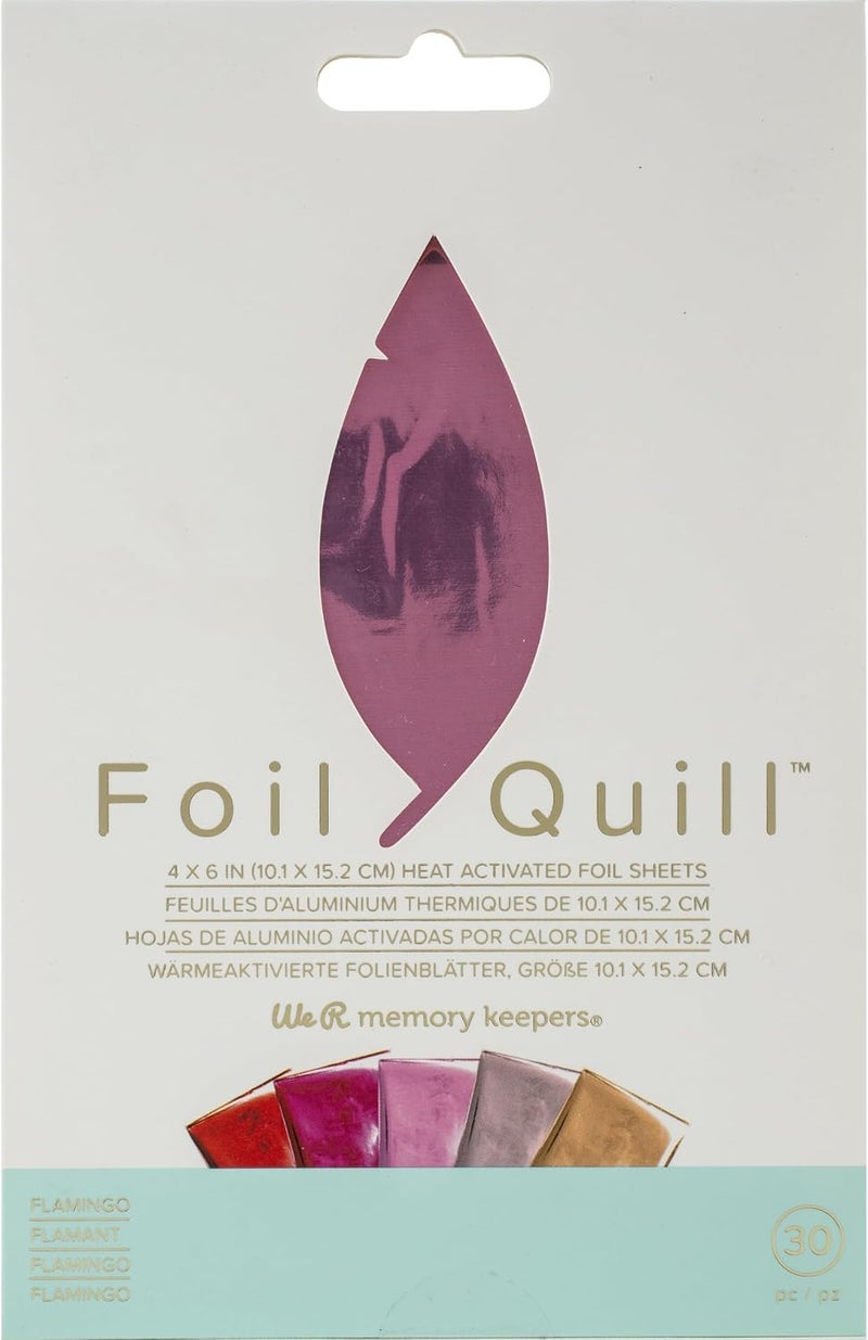 We R Memory Keepers Foil Quill 4 x 6 Inch Heat Activated Foil Sheets - Flamingo (30 Pack) - Image 1